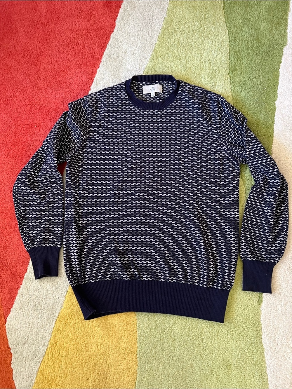 Jack Spade Sweater Mens Small Blue Striped Crewneck Textured Knit